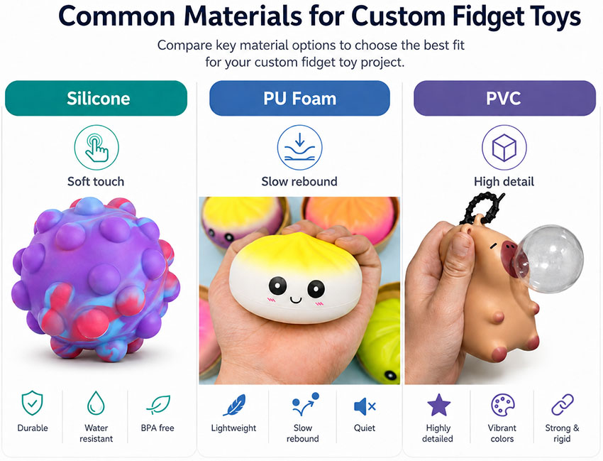 Silicone vs PU Foam vs PVC: Fidget Toy Material Guide